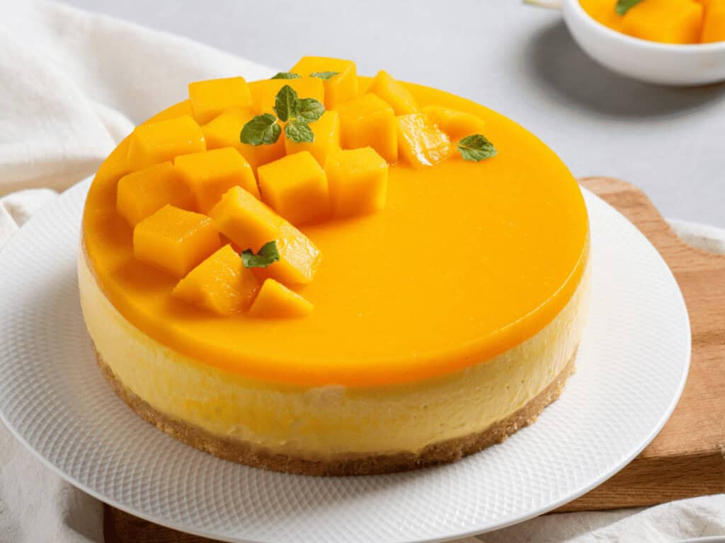 Histaminarmer Cheesecake - eine Variation mit Mango.
